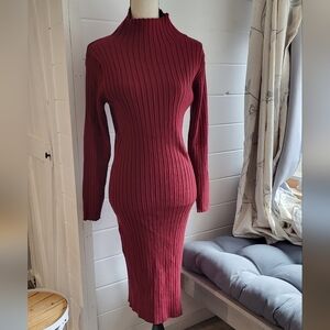 Meroketty Mock Neck Ribbed Stretch Sweater Dress Size XL